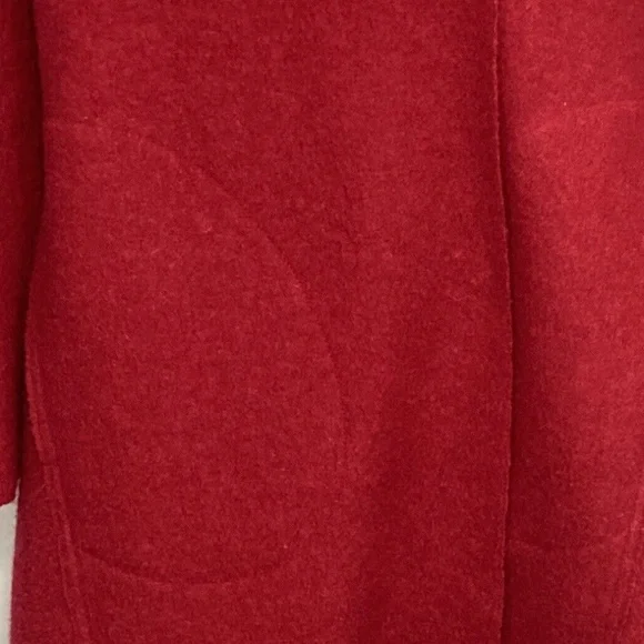 J Jill Womens Red Wool Blend Wrap Coat Mid Length Pockets Small - Picture 7 of 8